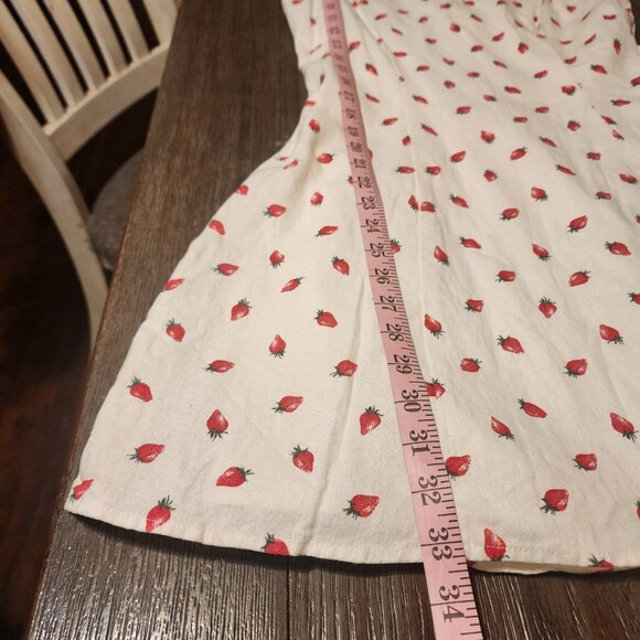 WAYF x Styled by COCO! Jayce Strawberry Print Linen Blend Dress NWT White Med - Picture 3 of 11